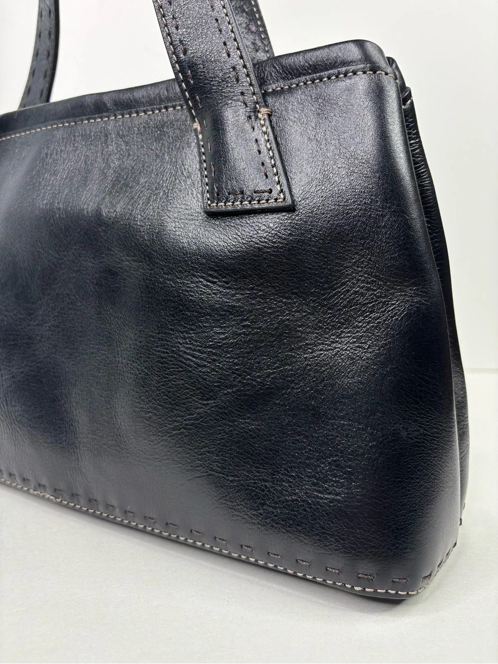 FOSSIL Classic Black Pebbled Leather Top-Handle Sedona Satchel ZB9095